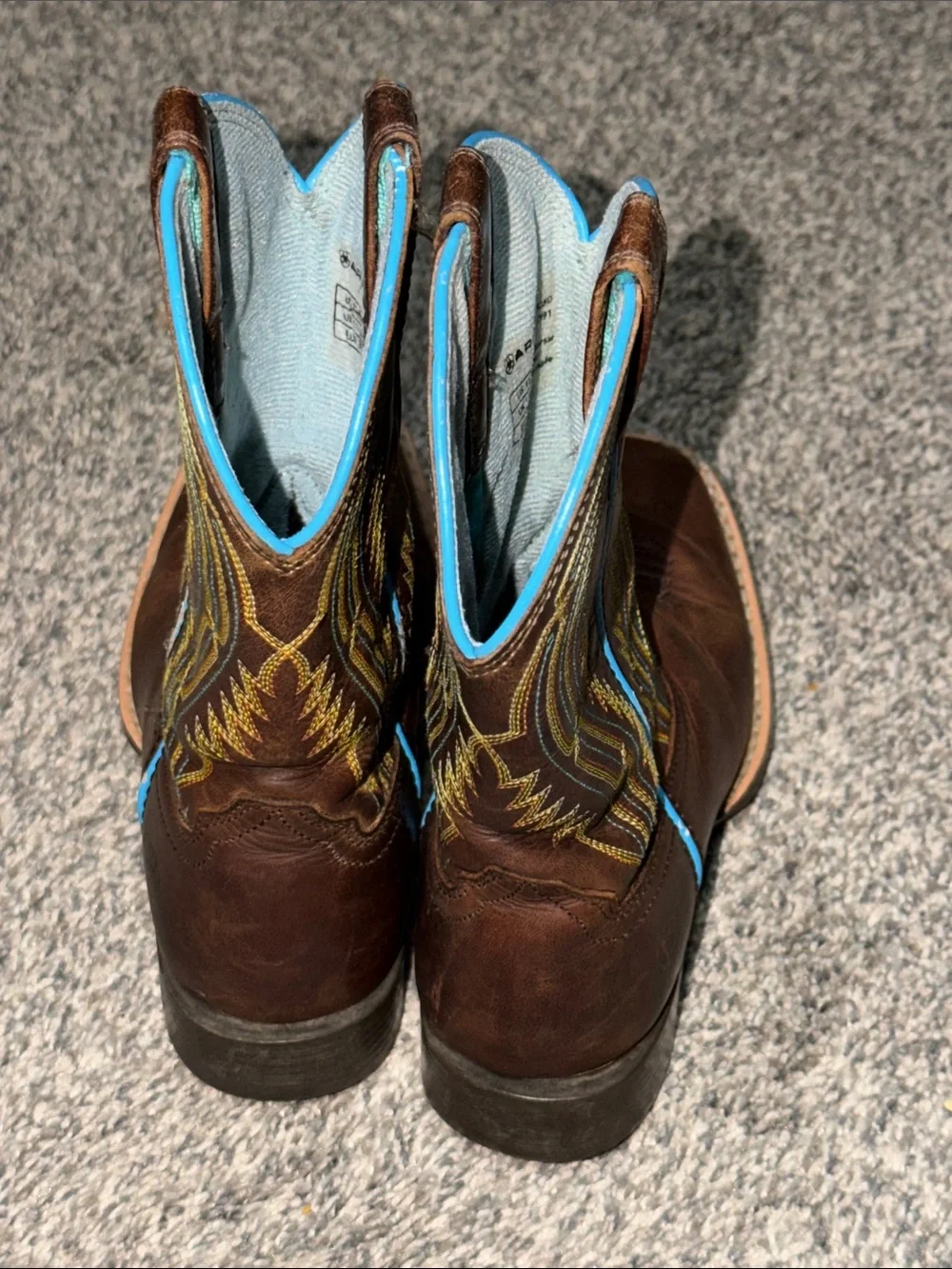 ARIAT Children’s Chute Boss Brown Leather Square toe Cowboy Boots Size US 12.5